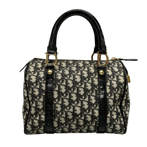 Auth DIOR/ChristianDior Trotteur Black Cream Dark Gray PVC Patent Leather - Picture 2 of 16